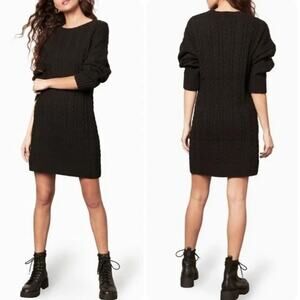 NWT BB Dakota by Steve Madden Miss Mood Cable Tunic Sweater in Black Sz Large